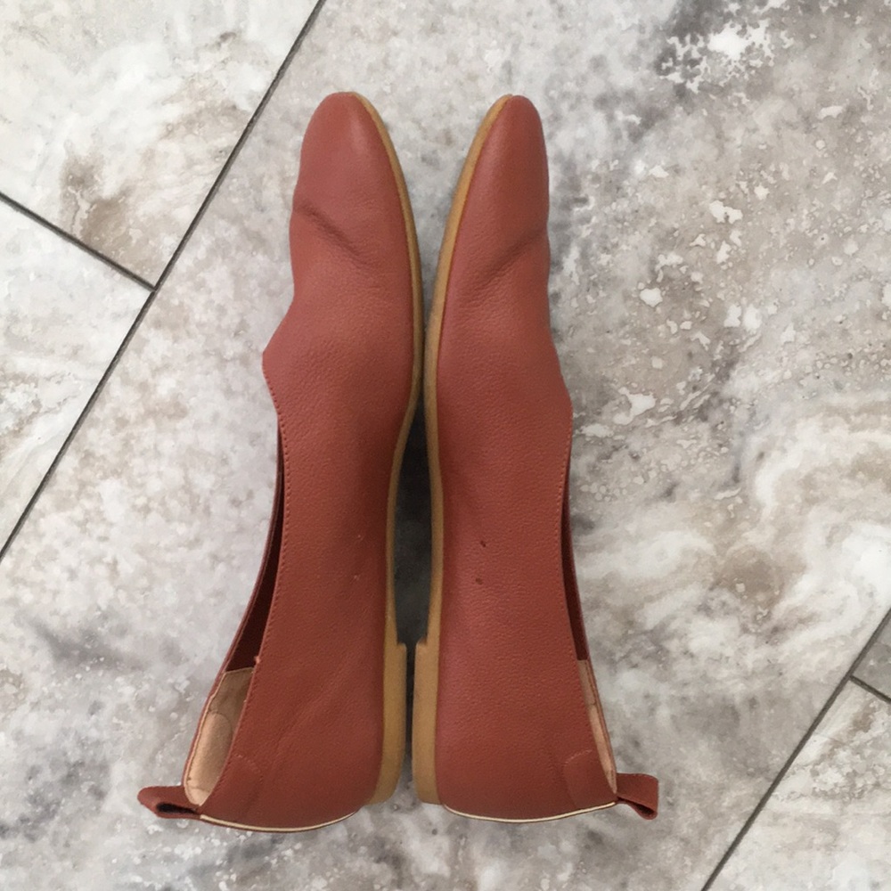 EVERLANE EUC REAL LEATHER COGNAC COLOR BALLET FLATS SIZE 7.5 - Picture 3 of 8